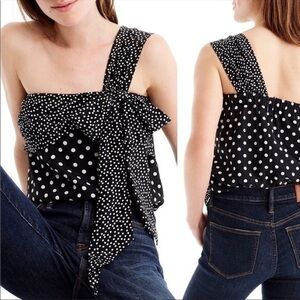J.CREW One shoulder Polka Dot Bow Top Size 00